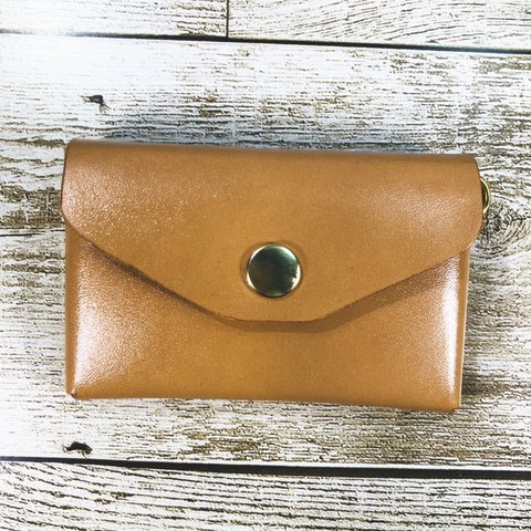 本革製シンプルなカードケース 　色：キャメル